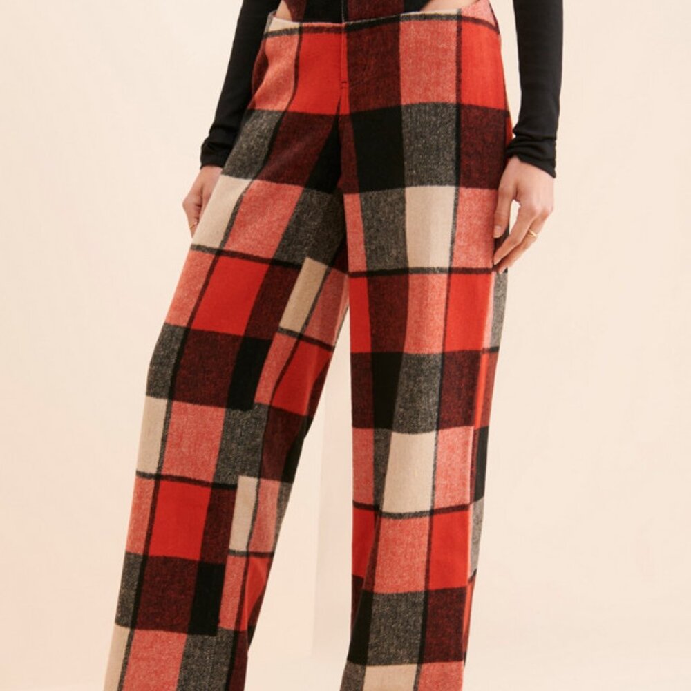 AFRM Willis Wide Leg Plaid Pants Size 30